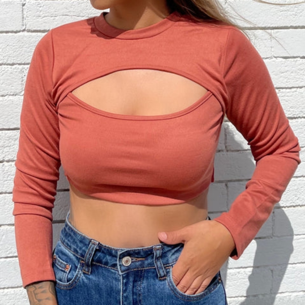 LONG SLEEVE CROP TOP BACK TIE GINGER